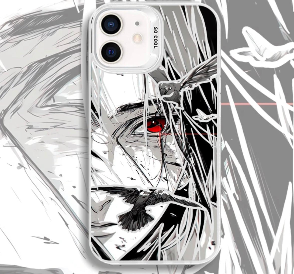 ITACHI BLACK WHITE ANIME PHONE CASE - TSUKIYA