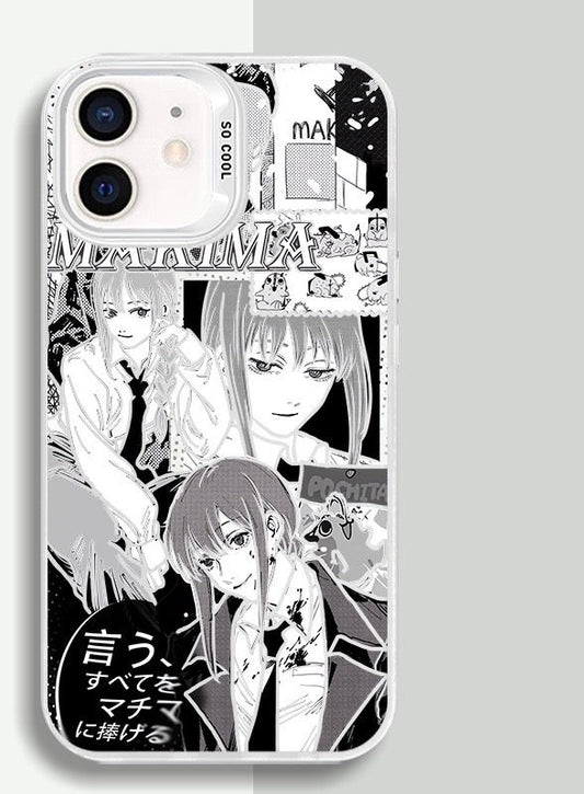 MAKIMA BLACK AND WHITE CHAINSAW MAN ANIME PHONE CASE - TSUKIYA