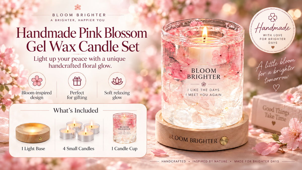 Pink Petals Gel Wax Candle Handmade