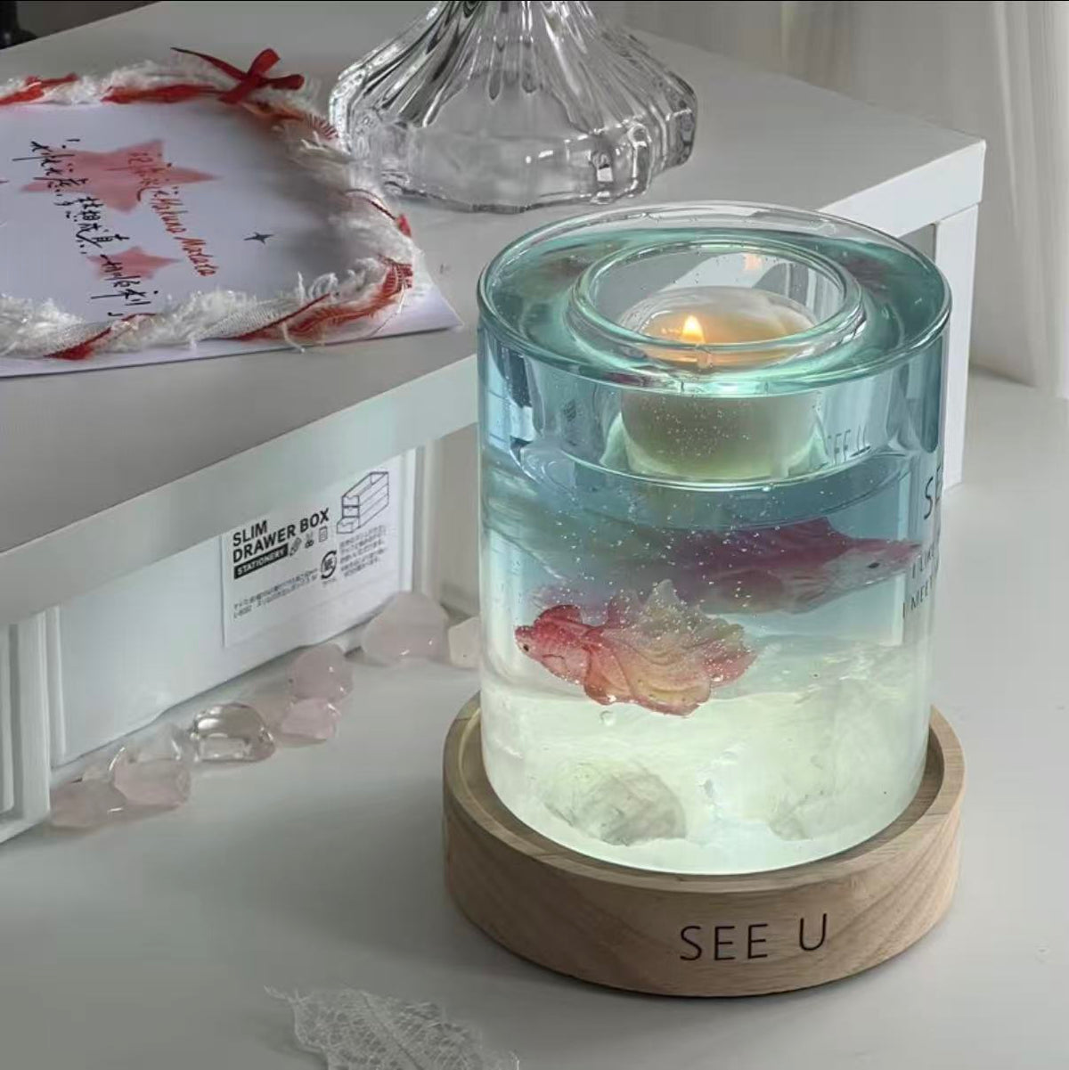 Ocean Fish Gel Wax Candle Handmade