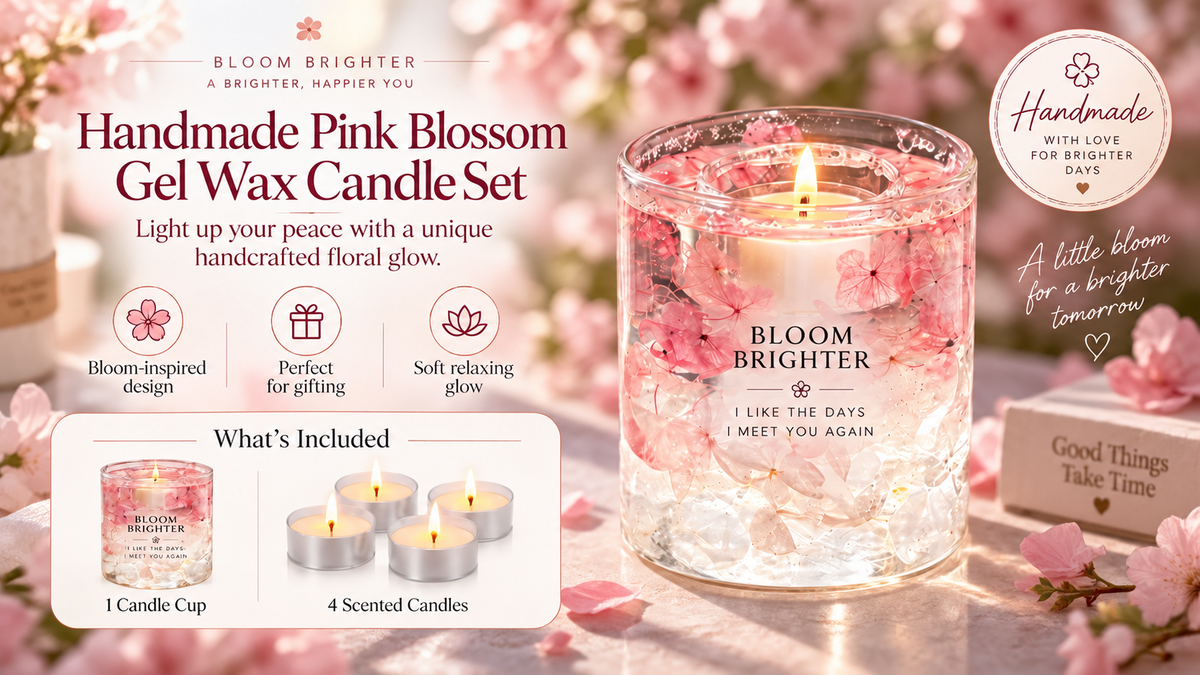 Pink Petals Gel Wax Candle Handmade