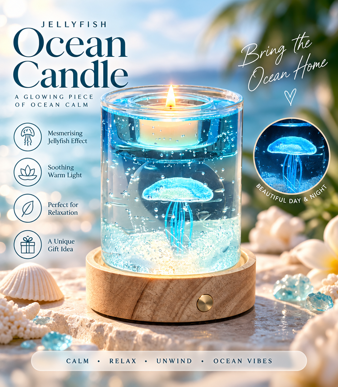 Jellyfish Gel Wax Candle Handmade