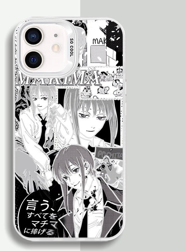 MAKIMA BLACK AND WHITE CHAINSAW MAN ANIME PHONE CASE - TSUKIYA